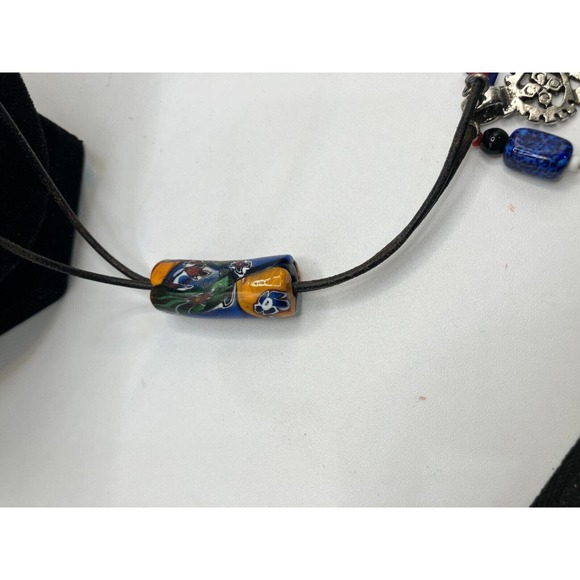 Artisan Aztec Style Metal Pendant Dangles Bolo Tie Tube on a Leather Cord! - Picture 6 of 11